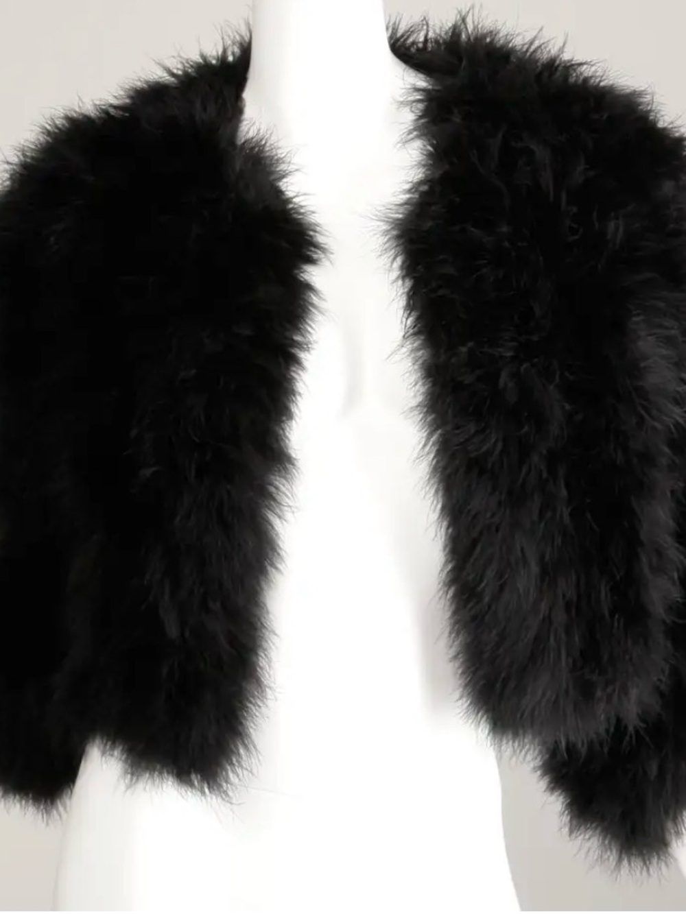 Adrienne Landau Black feather “Fur”Cropped Jacket